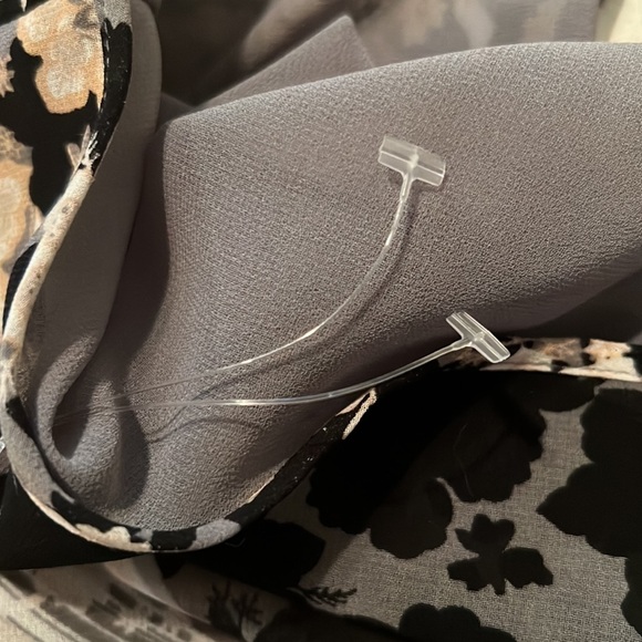 20. Calvin Klein Multi-Media Print Blouse in Grey and Black and Tan - Picture 12 of 15